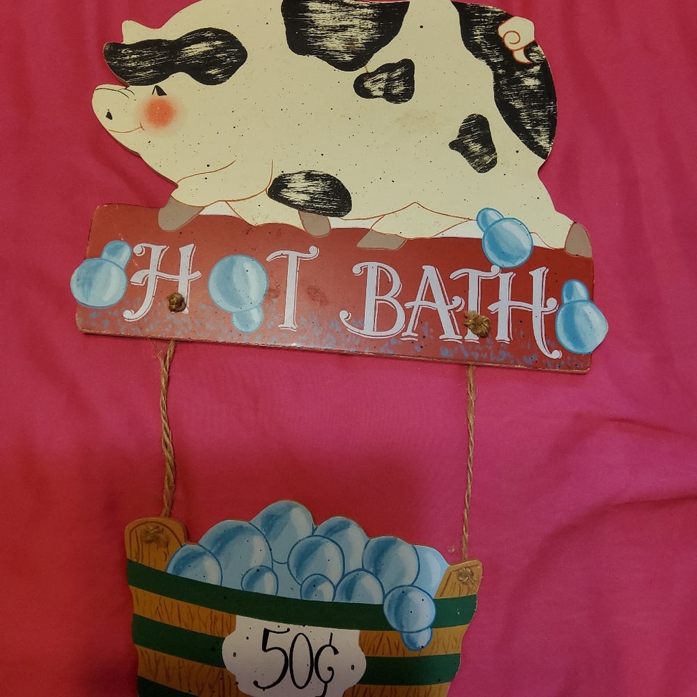 Whimsical Cow Hot Bath Sign